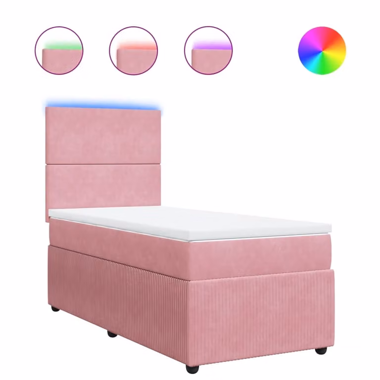 Giroletto a Molle con Materasso Rosa 90x200 cm in Velluto