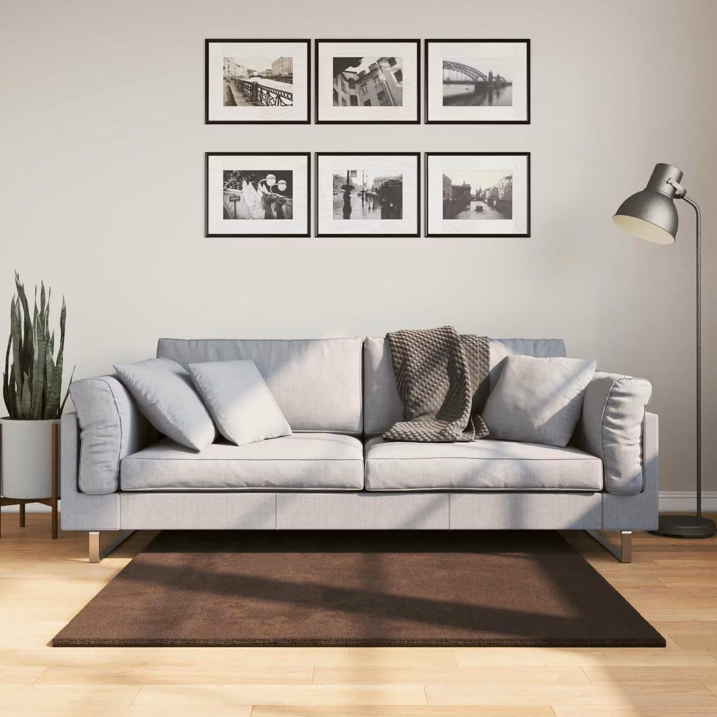 Tappeto a pelo medio vidaXL HUARTE Marrone, morbido e lavabile, adatto a riscaldamento a pavimento, L: 120 cm x P: 120 cm