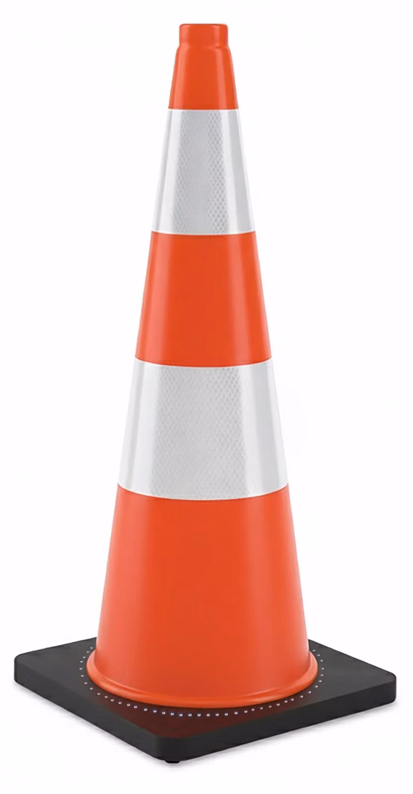 Cono segnaletico Relaxdays, 75 cm, cono di delimitazione, alta visibilità, riflettente, cono da cantiere, PVC e gomma, arancione/argento