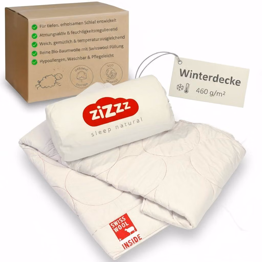 Piumino invernale extra caldo, 460 g/m², realizzato in lana svizzera, Cotonelogico, dimensioni 150x200 cm