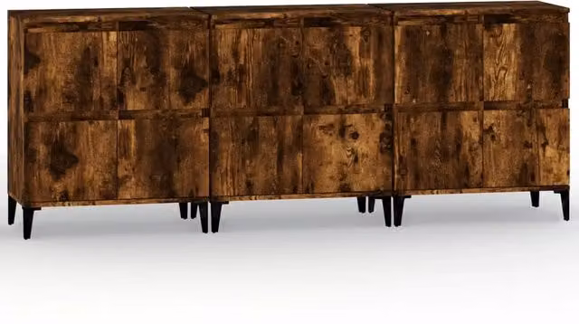 Credenze 3pz | Madia | Buffet da pranzo | Armadio da pranzo Rovere Fumo 60x35x70 cm in Legno Multistrato