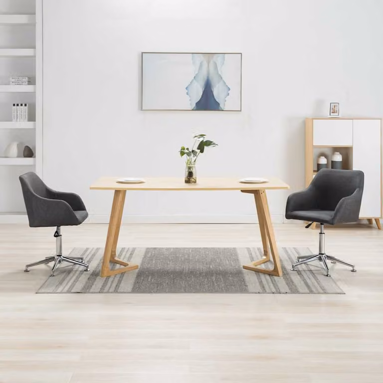 Set di 2 sedie da pranzo girevoli vidaXL in tessuto grigio scuro con struttura in legno e metallo