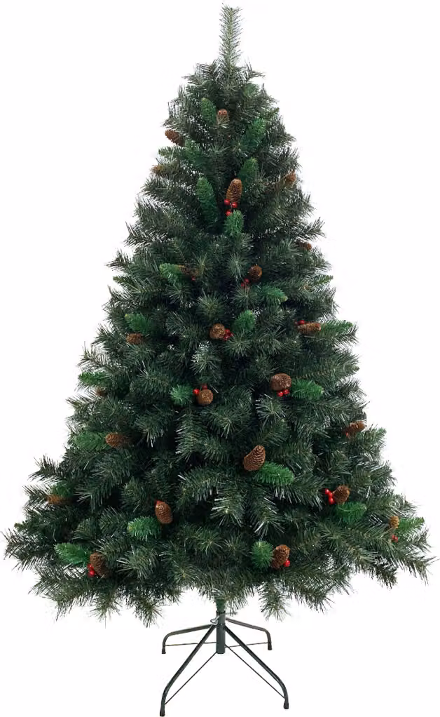 Albero di Natale artificiale SVITA con pigne e bacche e supporto 180 cm