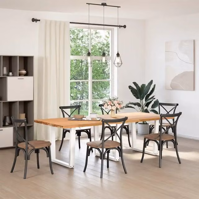 Set di 3 gambe per tavolo da pranzo a forma di V in acciaio bianco opaco, Altezza: 72-73,3 cm, Larghezza: 80 cm