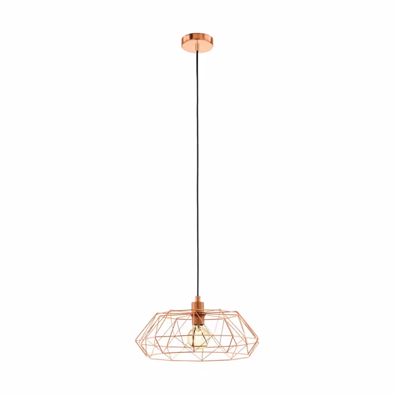 Sospensione Rustica-Country Cartlton 2 Acciaio Rame 1 Luce E27