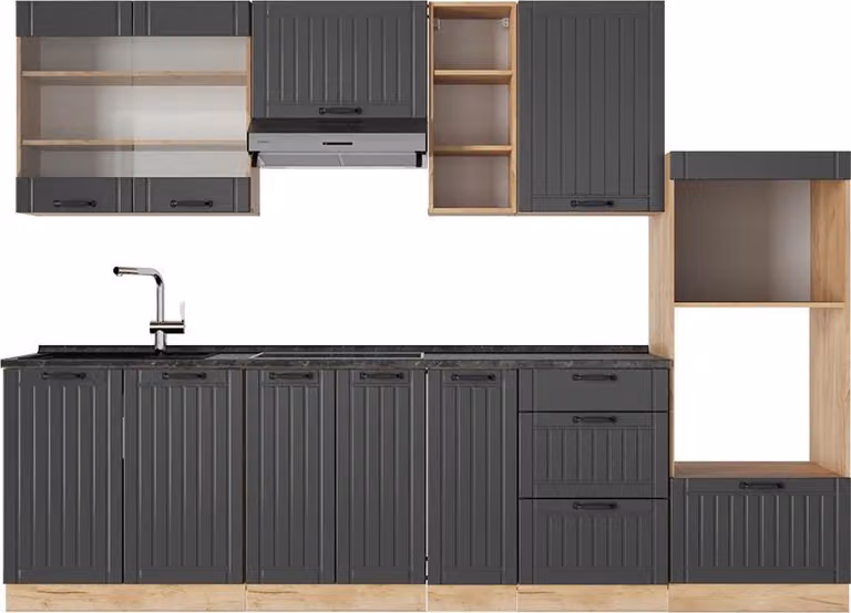 Cucina componibile Vicco Fame-Line Grigio scuro 280 cm , PL Antracite, Model 57087