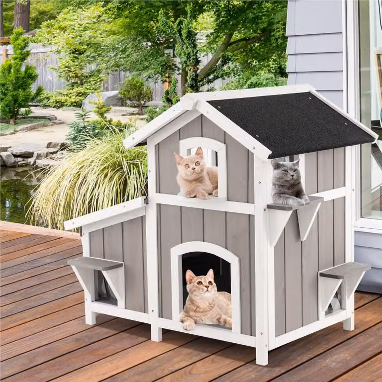 Cuccia per gatti - Casetta per gatti - Villa per gatti - Alloggio per animali domestici - Cuccia per gatti - Set da 2 con tetto in asfalto