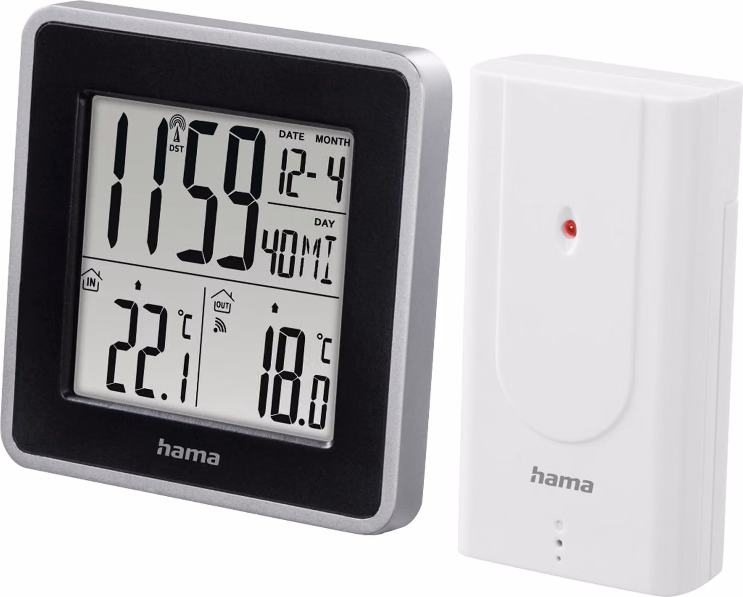 Hama EWS Intro - Nero - Argento - Termometro da interno - Termometro da esterno - Termometro - 0 - 50 °C - 32 - 122 °F - -20 - 60 °C (00186301)