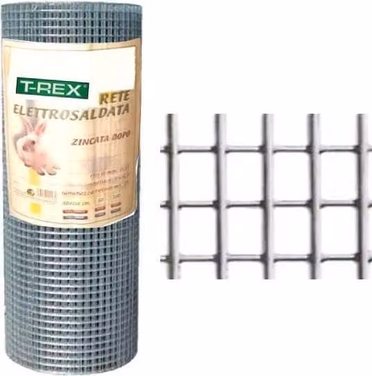 Rete elettrosaldata zincata Trex 01000 in acciaio colore argento, maglia 12x12 mm, filo ø 0,95 mm, H: 100 cm, rotolo 25 m