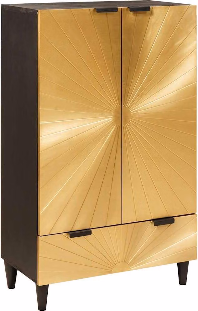 Mobile laterale con cassetto Nero e Oro 60 x 33,5 x 100 cm