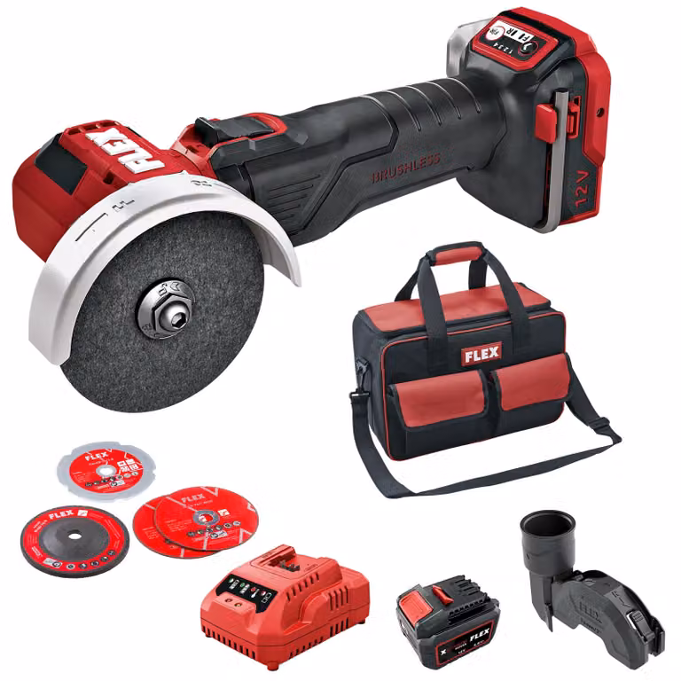 Flex Akku Winkelschleifer LBE 76 12-EC Set (mit Akku und Tasche, 12 V)