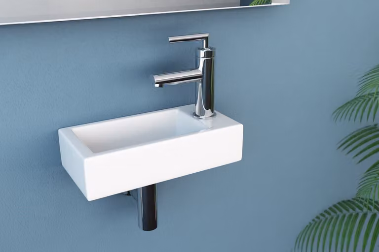 NEG Uno41H lavabo sospeso extra piccolo con materiale di fissaggio Orientamento: foro per rubinetto a destra