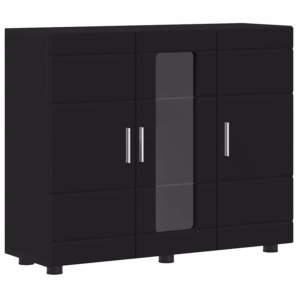 Credenza Buffet Moderna vidaXL in Legno Nero Opaco per Cucina e Soggiorno L: 55,5 cm, P: 29 cm, H: 100 cm – 2