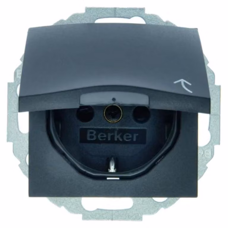 Presa a spina Berker Schuko anth/matt con coperchio incernierato 47441606