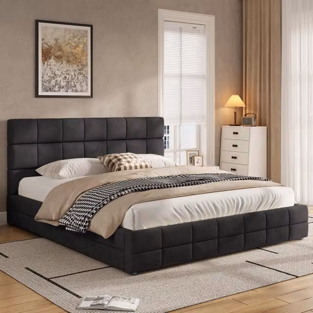 Letto imbottito ¨C Minimal ¨C Nero 180x200 cm