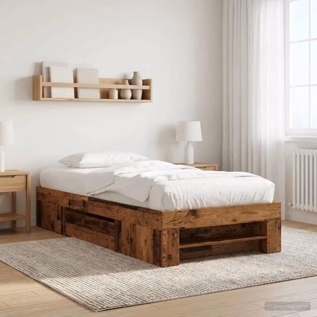 Letto con contenitore vidaXL in legno color marrone L/P/H: 200 x 80 x 83 cm