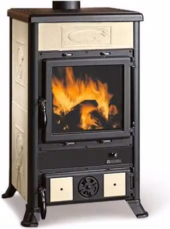 Stufa a legna Nordica Rossella R1.16 in ceramica beige con potenza di 9 kW – 2