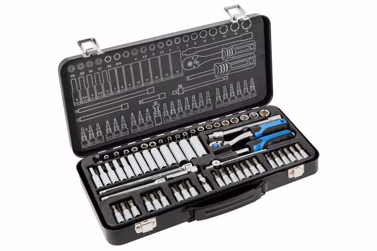 Set di bussole e punte Högert da 63 pezzi in acciaio CrV da 1/4"