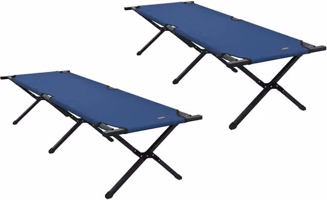 Set di 2 letti da campeggio pieghevoli in metallo blu L: 193 cm, P: 69 cm, H: 45 cm CFW2013538