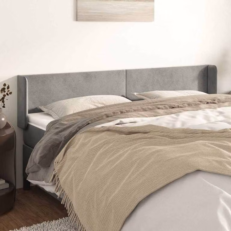 Testiera ad orecchio vidaXL in velluto grigio chiaro L: 183 cm, P: 16 cm, H: 78-88 cm