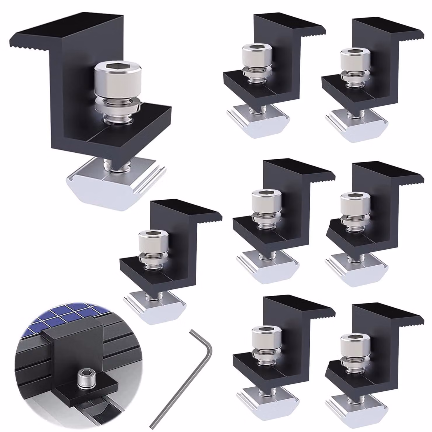 8 supporti per moduli fotovoltaici, set di morsetti per pannelli solari da 30 mm