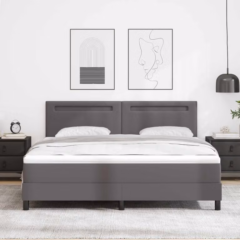 Letto a molle con materasso vidaXL in pelle sintetica grigia L/P: 180 x 200 cm