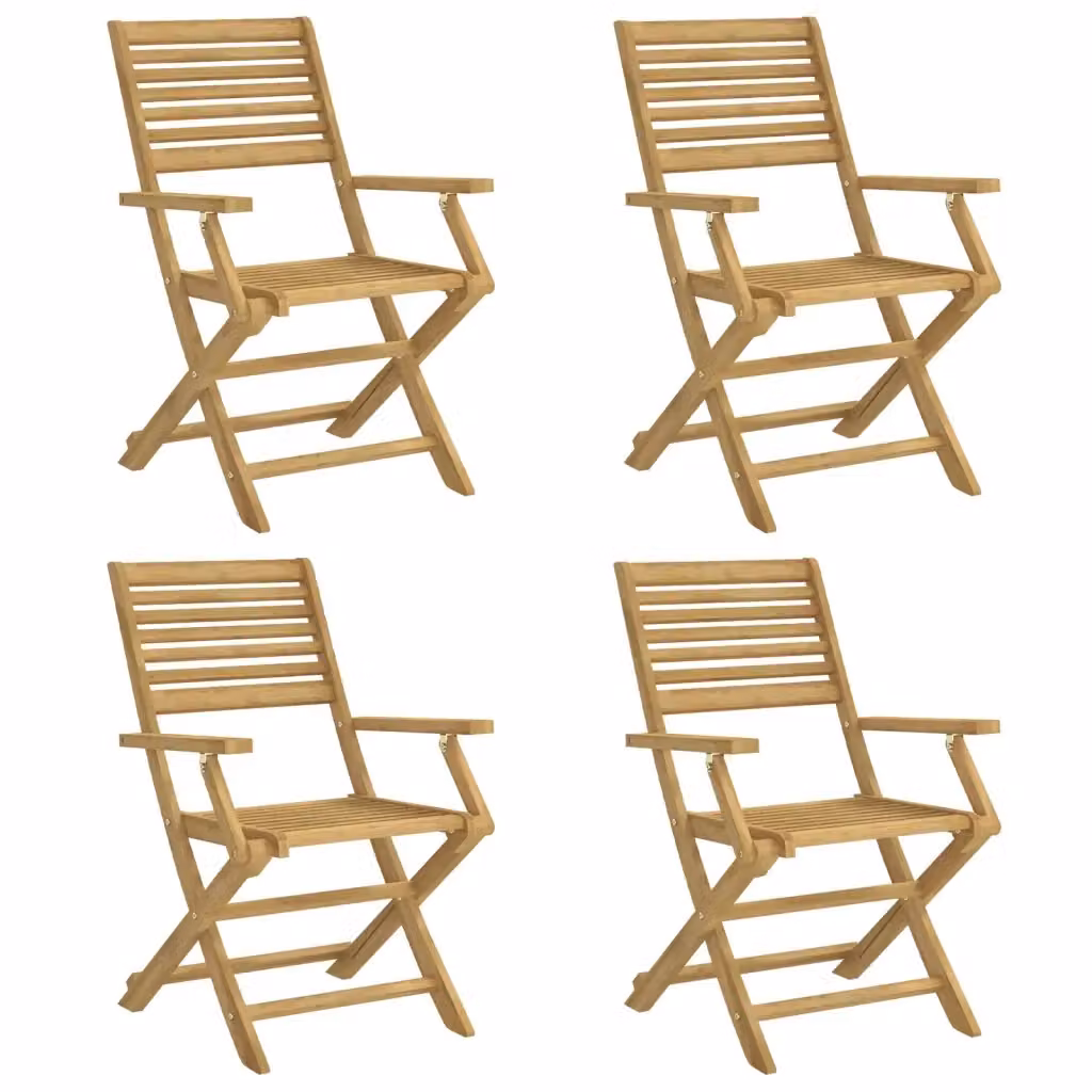 Set di 4 sedie pieghevoli vidaXL in legno di acacia marrone con braccioli, impilabili per giardino e terrazza, L/P/H: 54,5 x 61,5 x 86,5 cm – 2