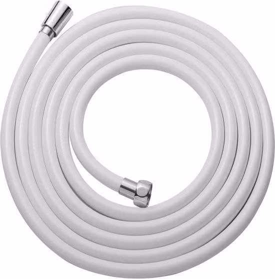 Supporto per soffione doccia in PVC per braccio doccia ad alta pressione da 3 m con finitura bianca - Ideale per vasche da bagno e bagni