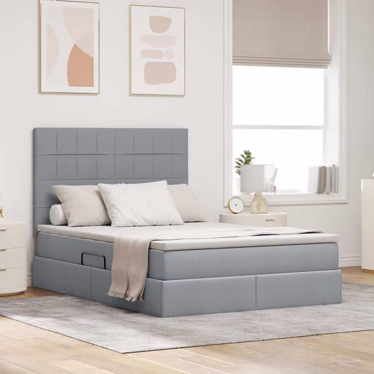 Letto con contenitore e materasso vidaXL Grigio, L/P: 140 x 190 cm