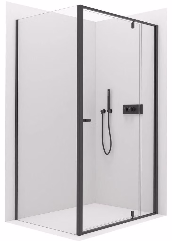 Cabina doccia Santini L/P - 6 mm - vetro trasparente nero opaco - 120x90x195 cm - a pivot