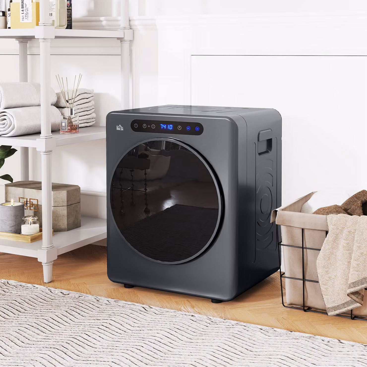 Asciugatrice compatta HOMCOM con 6 programmi, capacità 4 kg e controllo touch, colore grigio – 2