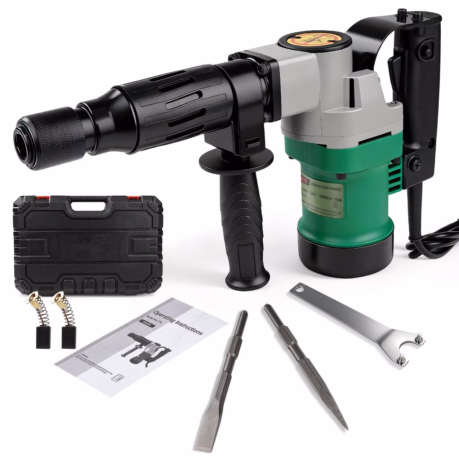 Martello perforatore elettrico Boorhamer, 1400 W - 30 Joule di forza d'impatto - Trapano avvitatore multifunzione 3-in-1 - Attacco SDS Plus