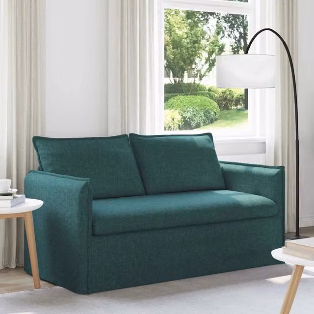 Divano moderno vidaXL in tessuto verde e nero con struttura in metallo e coperture rimovibili L: 156 cm, P: 82 cm, H: 85 cm