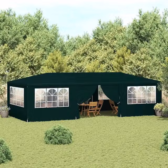 Videx Gazebo Professionale con Finestre Verde in Acciaio e Plastica L/P/H: 400 x 400 x 275 cm