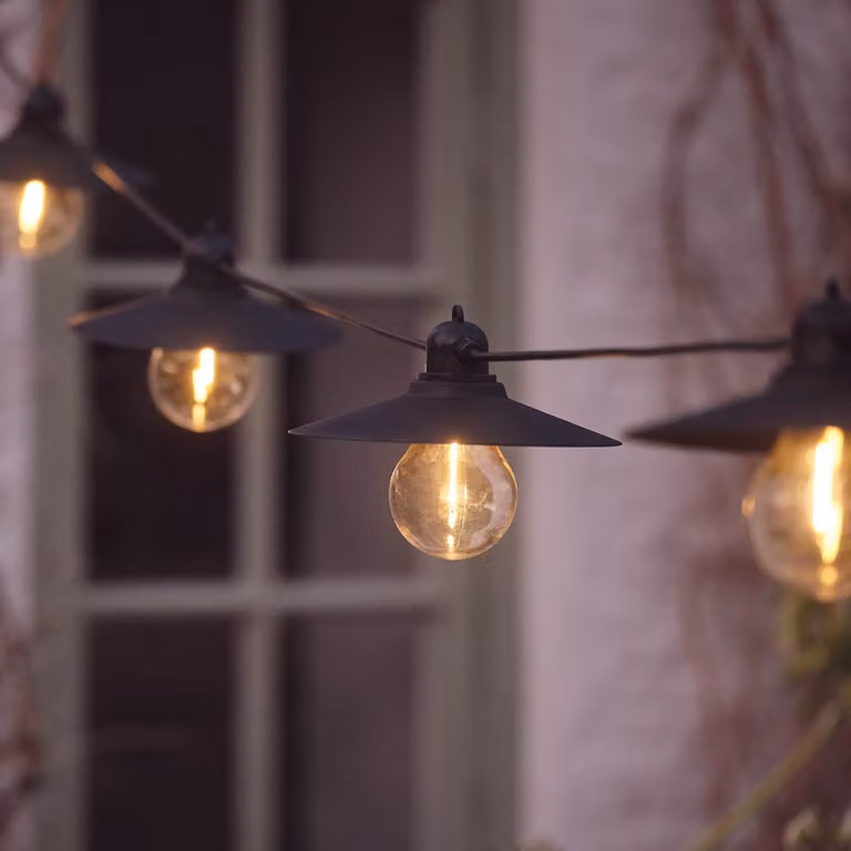 Catena luminosa solare con 15 LED, luce bianca calda, lunghezza 2,5 metri, 8 modalità, alimentazione USB