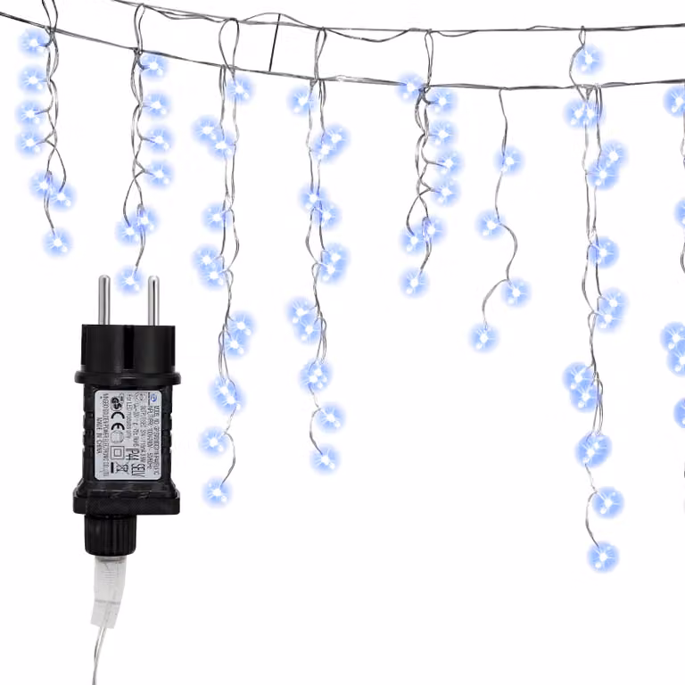 Jayseuw 10M LED pioggia di ghiaccio luci fata tenda interna 400 LED ghiaccioli luci di Natale 8 modalitàDecorazione natalizia festa giardino bianco freddo