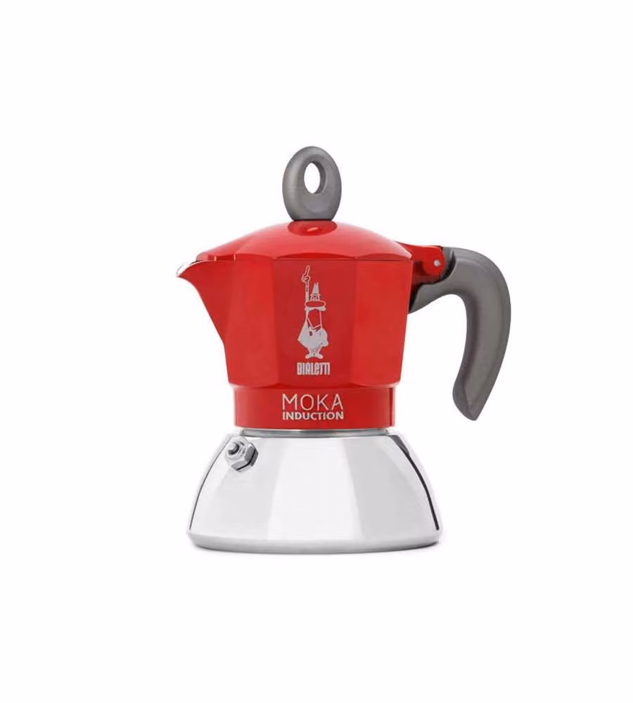 Caffettiera Moka Bialetti Induction da 4 tazze, adatta a tutti i piani cottura, Rossa e Argento – 2