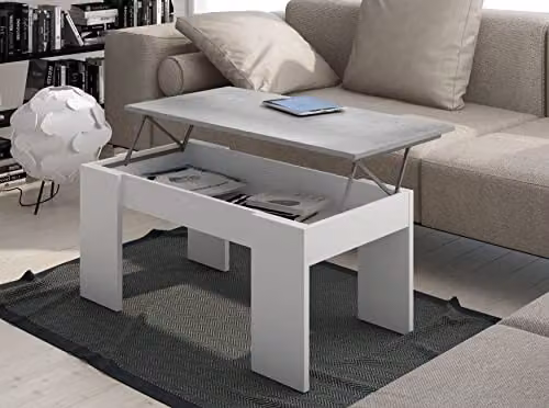 My Brand Tavolino da Salotto Moderno Bianco Piano Elevabile 100x50x45 cm