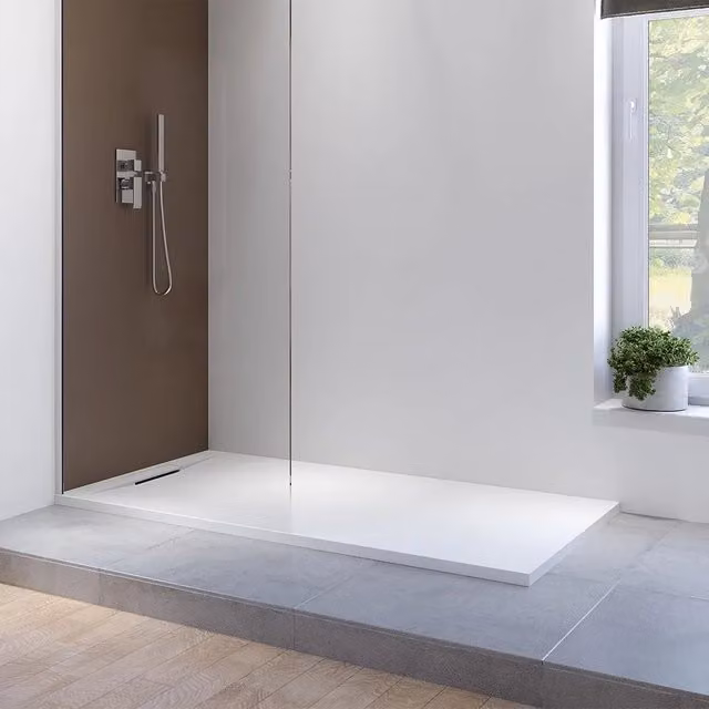 Piatto doccia 80x160 cm in marmoresina bianco effetto pietra | Paros