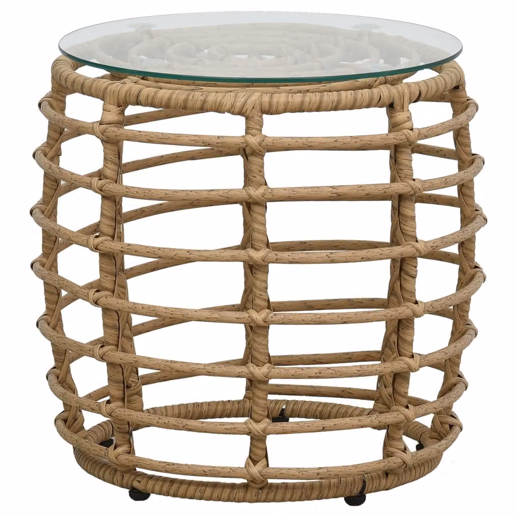 set bistrot 3 pezzi in polirattan rovere