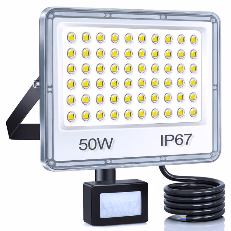 Faro a LED da 50W con sensore di movimento, 5000 lumen, grado di protezione IP67, luce bianca fredda