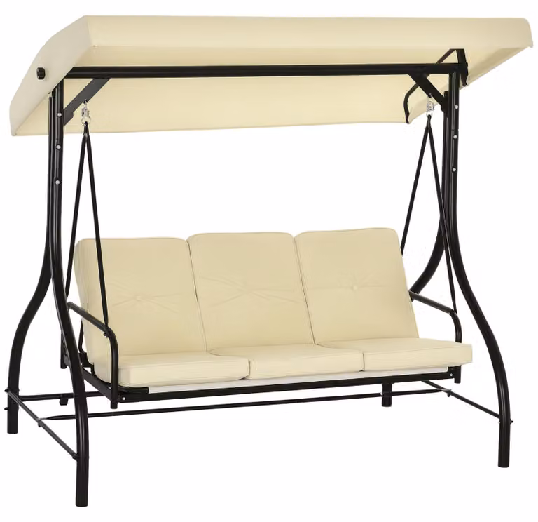 Outsunny 2 in 1: dondolo hollywoodiano con funzione lettino, dondolo da giardino a 3 posti