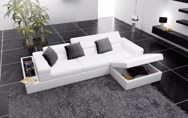 Eck Sofa Polster Couch Sitz Ecke Leder Sofa L-Form Wohnlandschaft Ledersofa