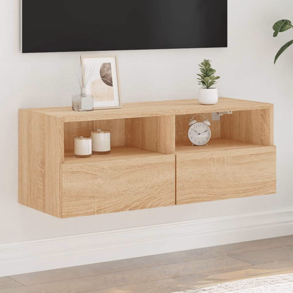 Mobile TV da parete vidaXL in legno Rovere Sonoma, marrone, L 80 x P 30 x H 30 cm