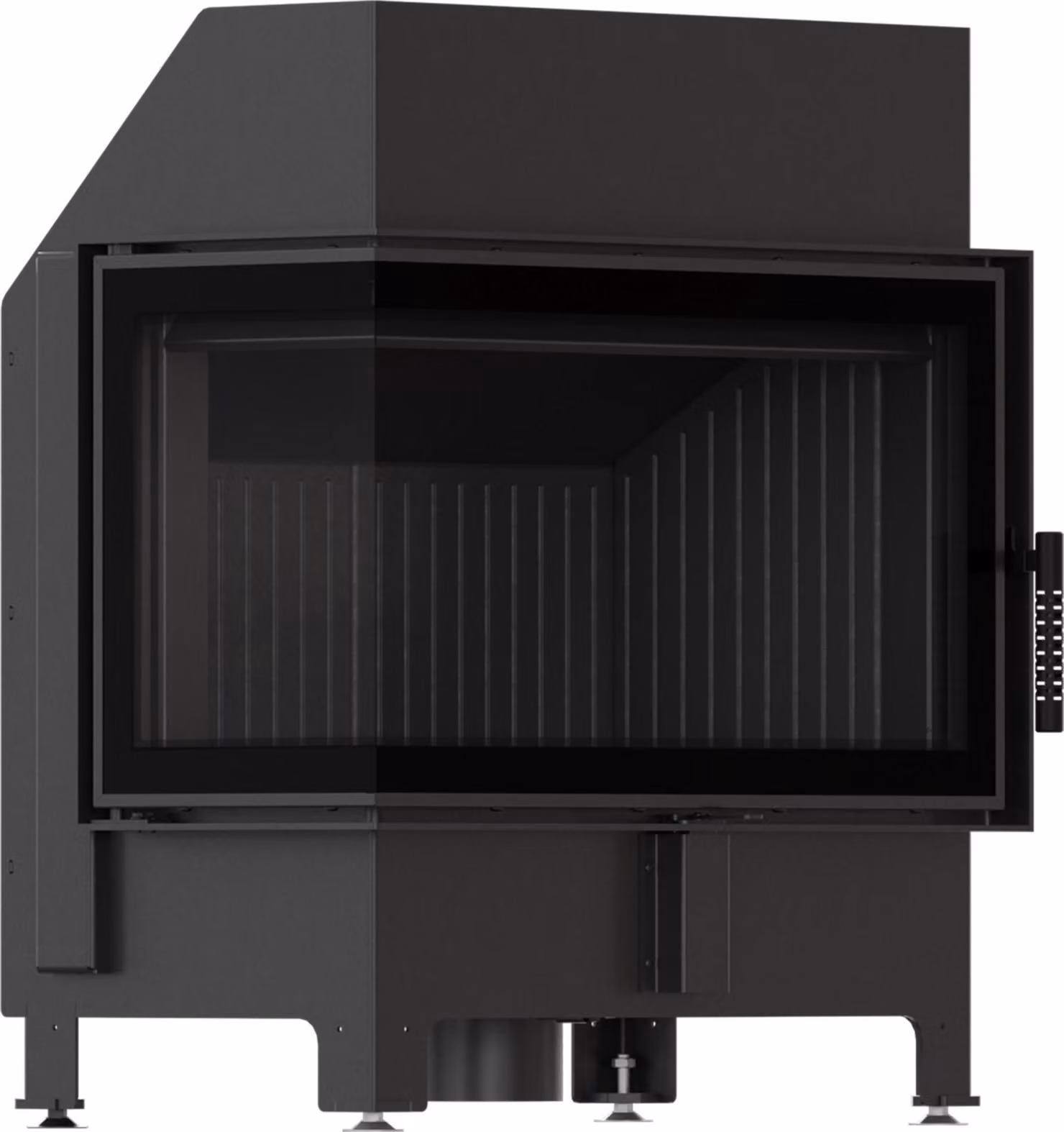 Inserto per caminetto KRATKI ZIBI ECO 9,9 kW Ø 180 angolo sinistro, porta a chiusura automatica, rivestimento nero
