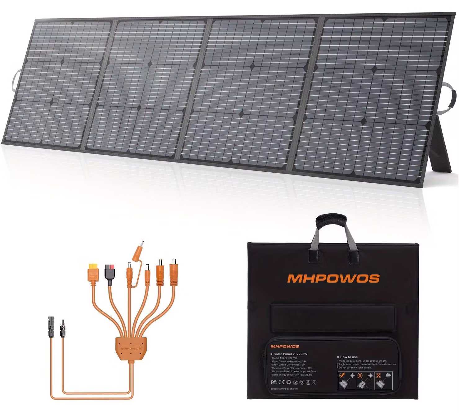 Pannello solare - Pannello fotovoltaico - Pannello pieghevole - Pannello solare portatile - Pannello solare per campeggio - 220W 20V
