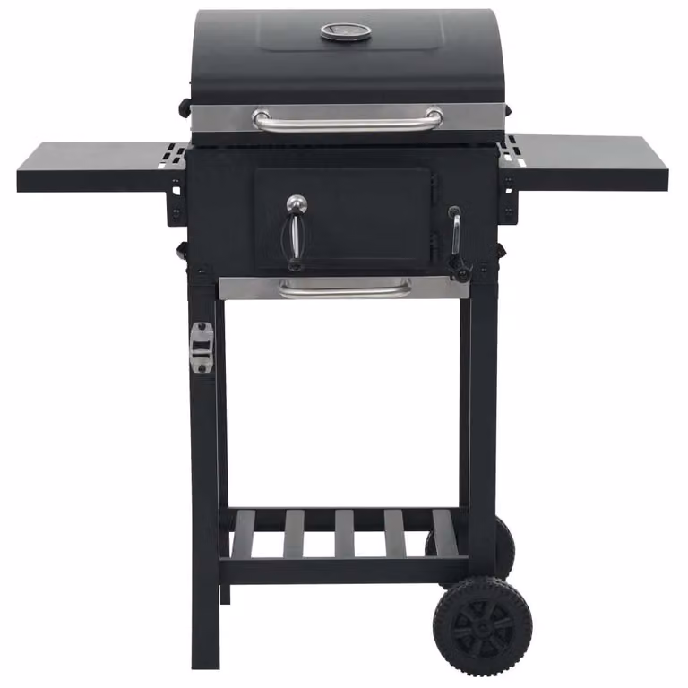 vidaXL Barbecue a carbonella con ripiano inferiore nero