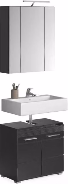 Set per il bagno: mobile sottolavabo – Nero lucido – KLEANKIN