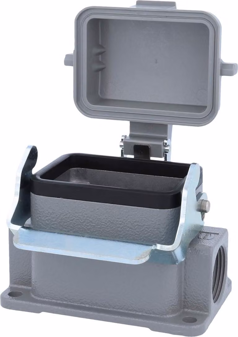 HARTING Han 6B Alloggiamento base basso, 1xPG16 uscita cavo laterale, con 1 staffa longitudinale con cappuccio protettivo in plastica - 1
