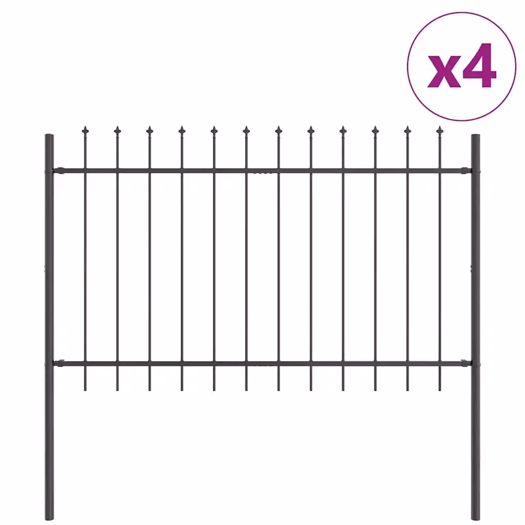 Set di 4 recinzioni rettangolari per giardino vidaXL in acciaio verniciato a polvere grigio L: 6,8 m x H: 1,3 m – 2